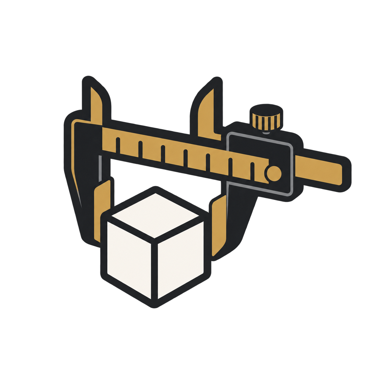 caliper measuring a prototype cube 1